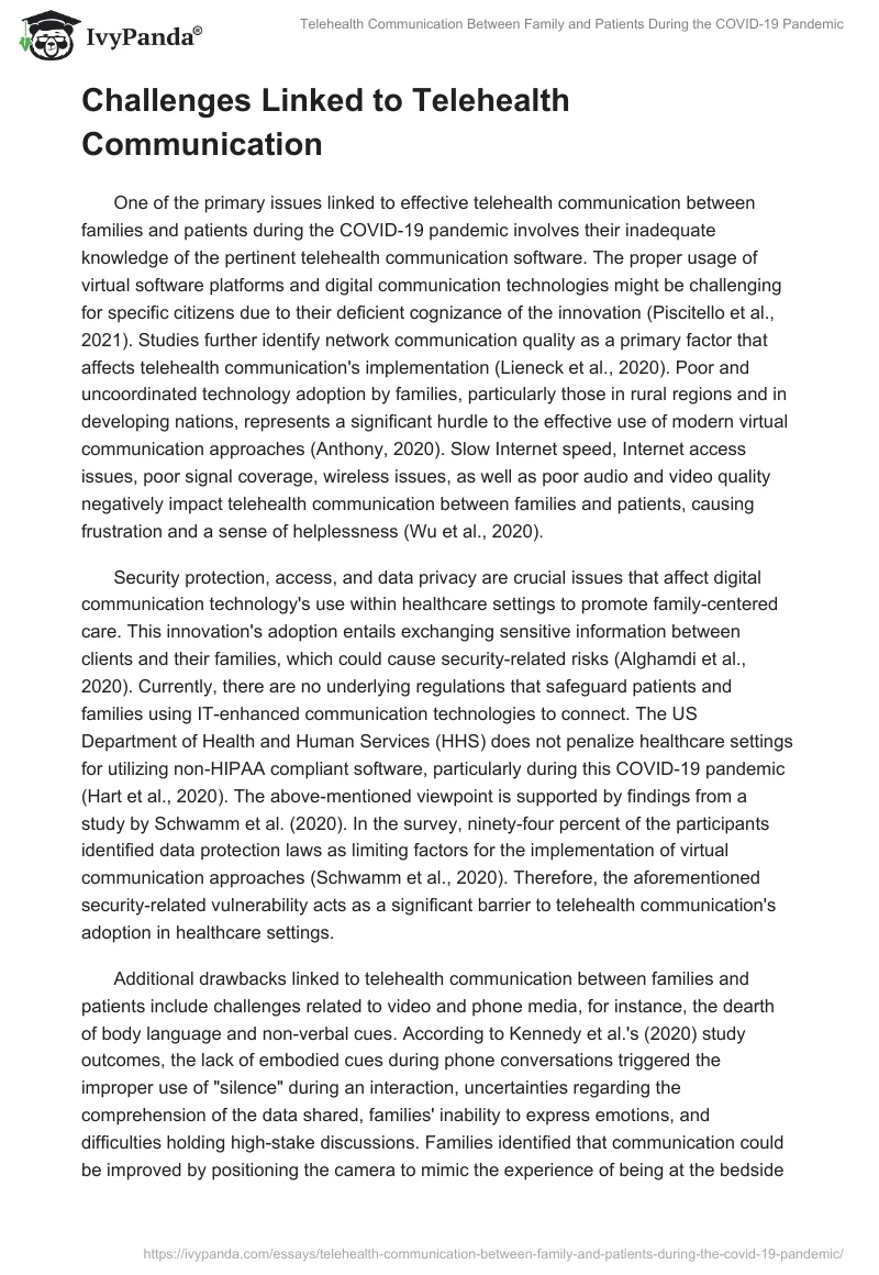 Telehealth Communication Between Family and Patients During the COVID-19 Pandemic. Page 2