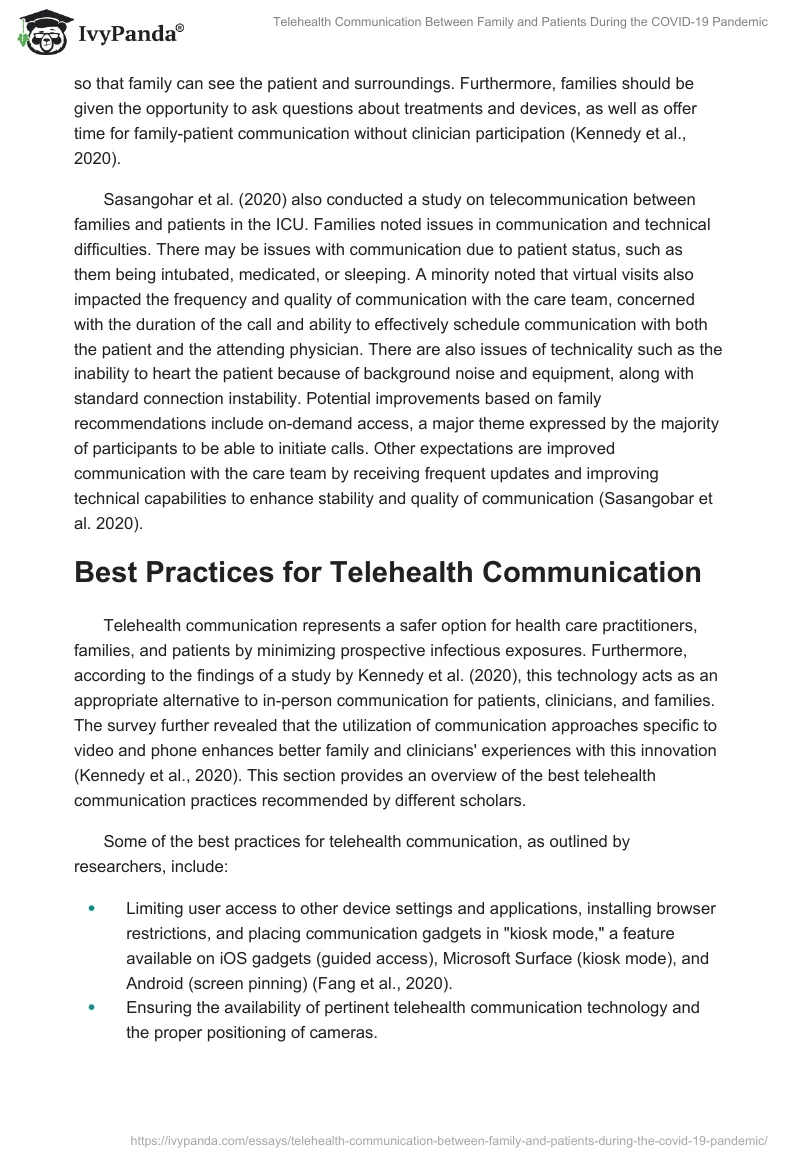 Telehealth Communication Between Family and Patients During the COVID-19 Pandemic. Page 3