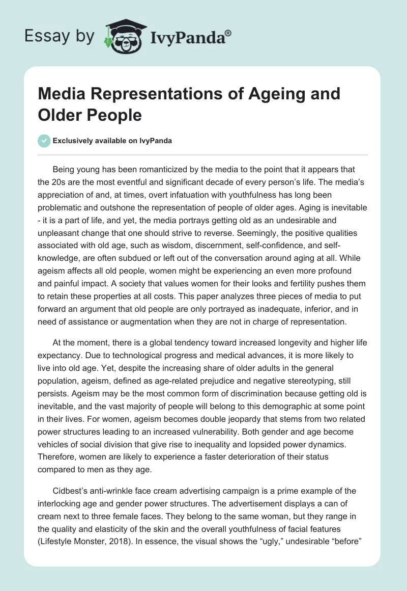 Media Representations of Ageing and Older People. Page 1