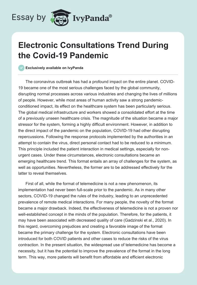 Electronic Consultations Trend During the Covid-19 Pandemic. Page 1