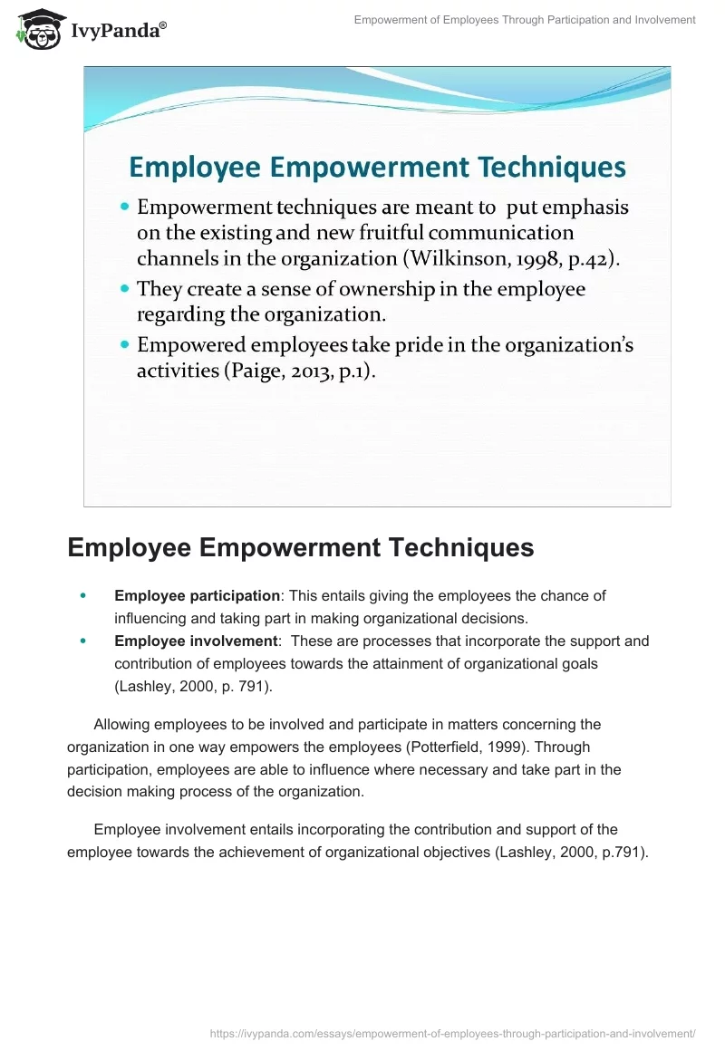 Empowerment of Employees Through Participation and Involvement. Page 3