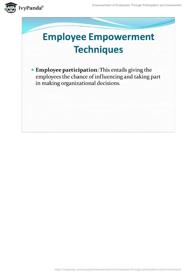 Empowerment of Employees Through Participation and Involvement. Page 5