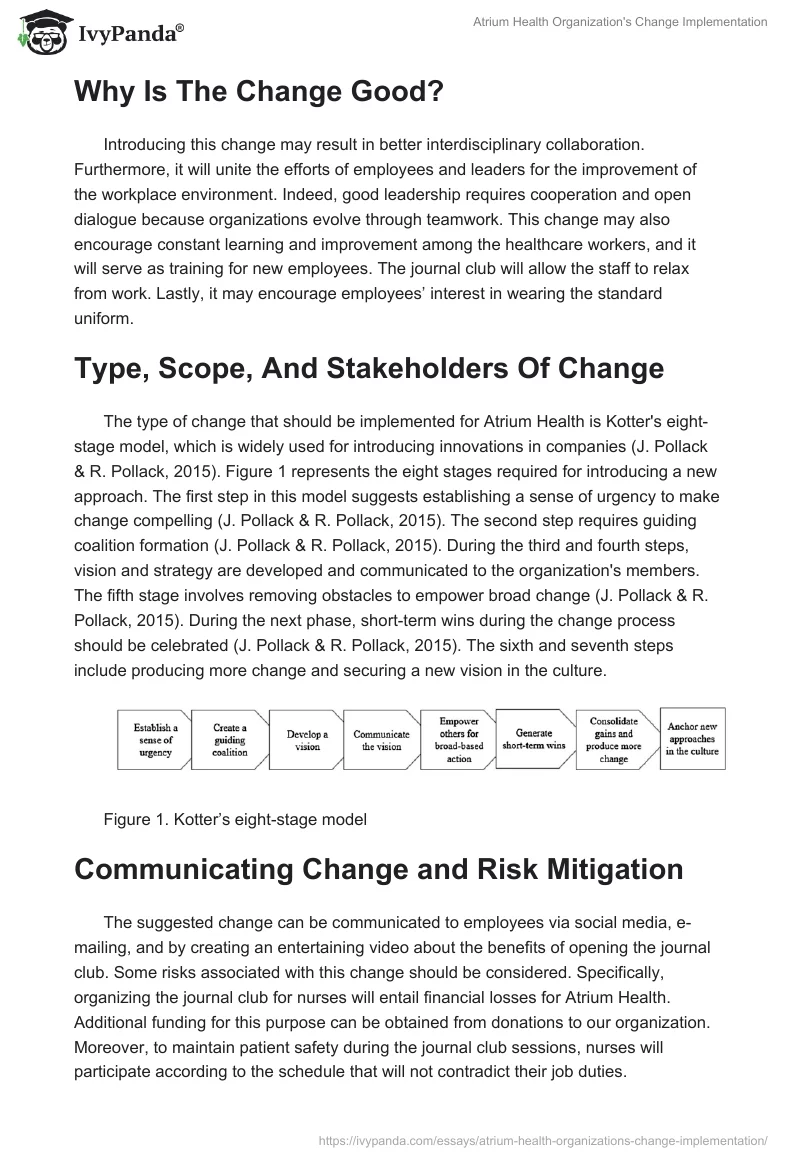 Atrium Health Organization's Change Implementation. Page 2