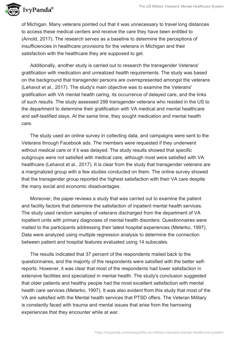 The US Military Veterans' Mental Healthcare System. Page 2
