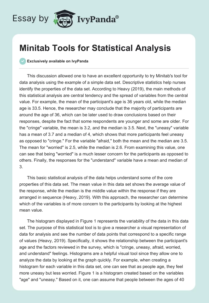 Minitab Tools for Statistical Analysis. Page 1