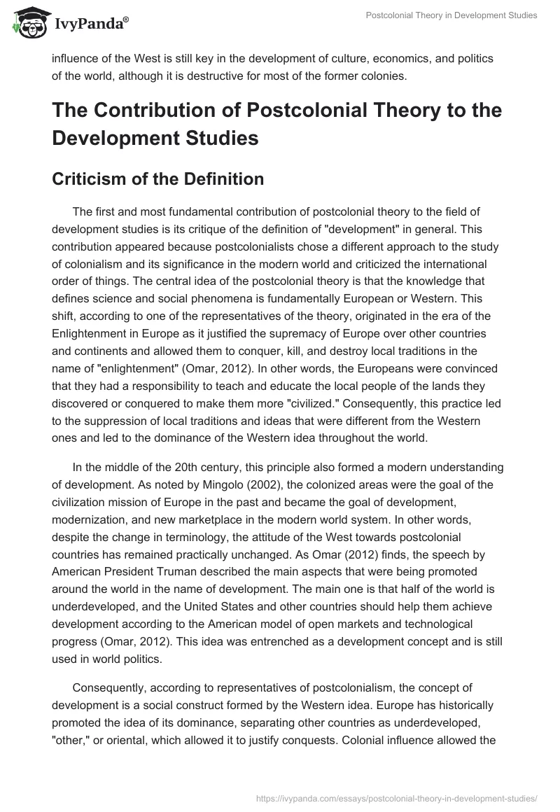 Postcolonial Theory in Development Studies. Page 2