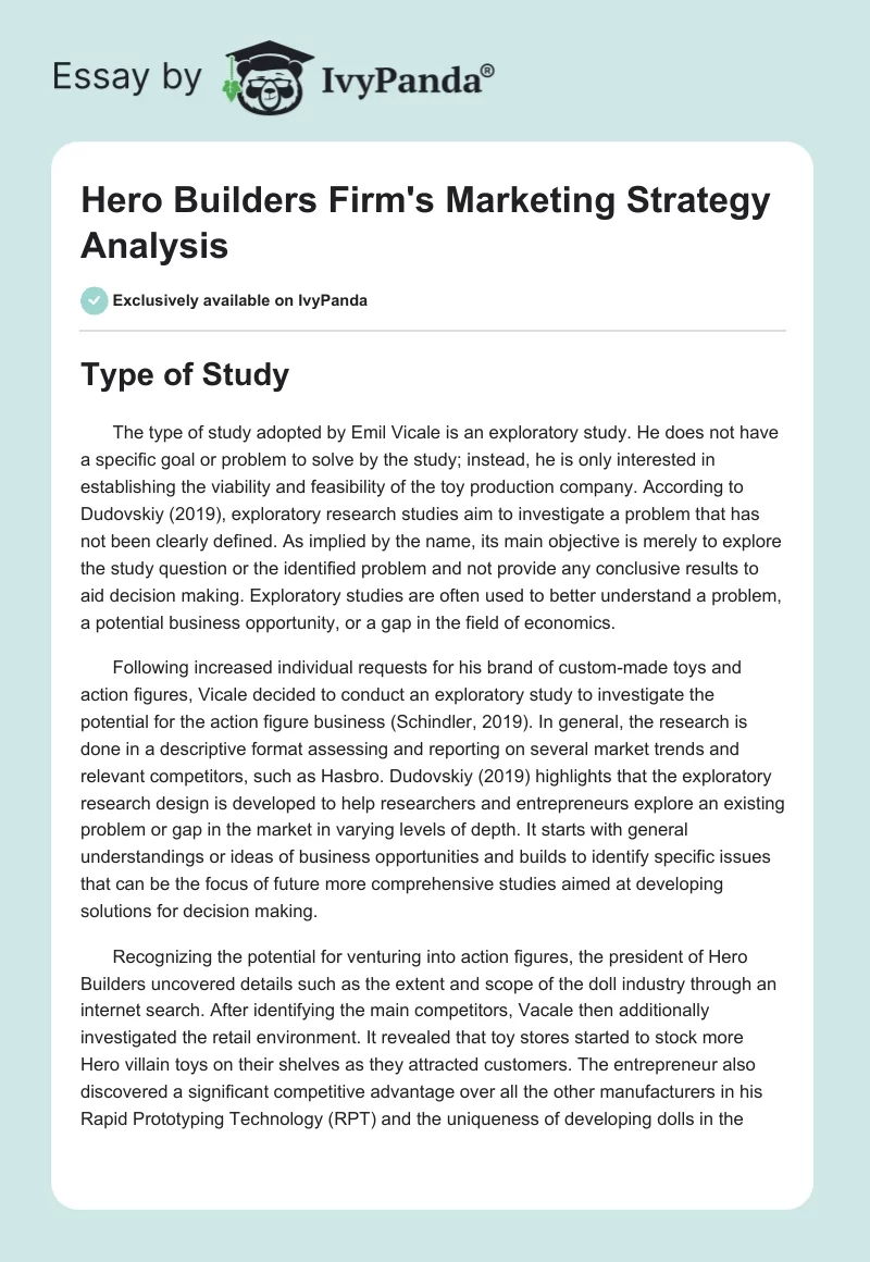 Hero Builders Firm's Marketing Strategy Analysis. Page 1