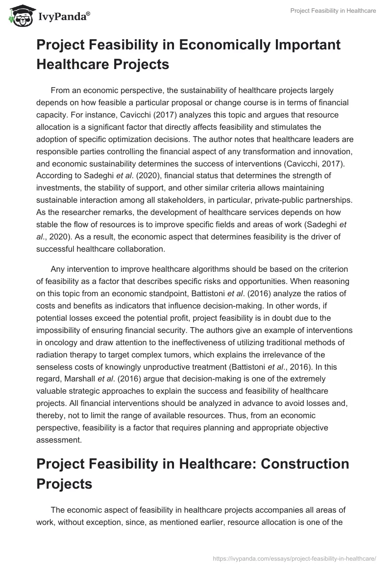 Project Feasibility in Healthcare. Page 2