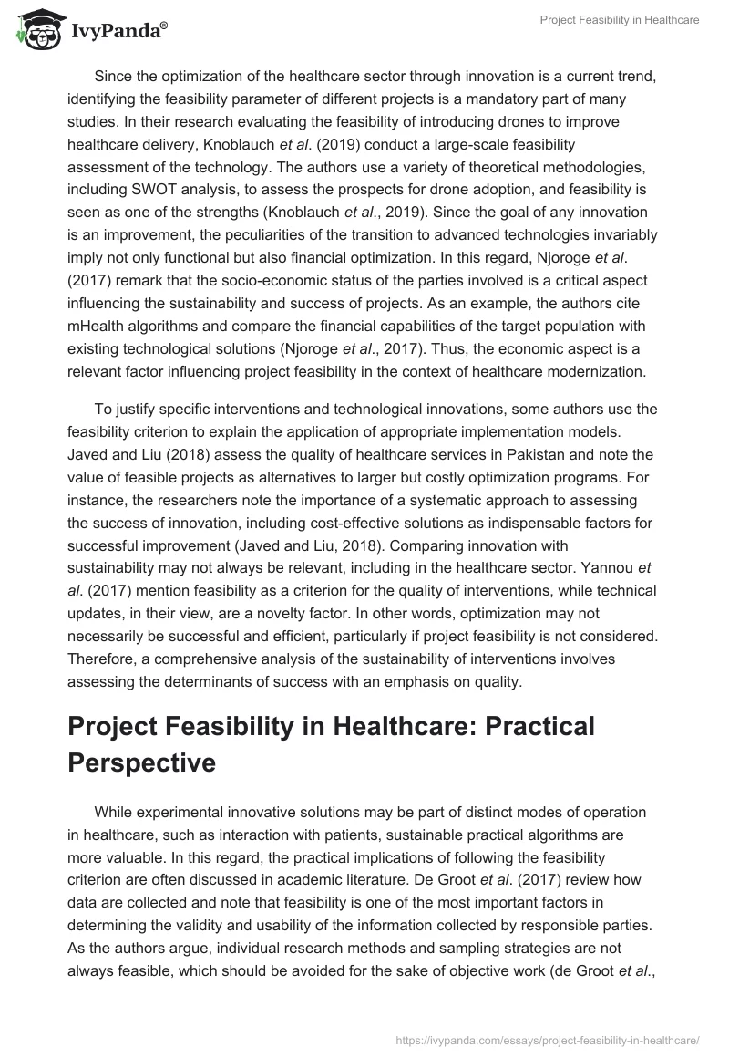 Project Feasibility in Healthcare. Page 4
