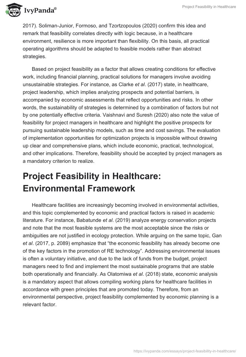 Project Feasibility in Healthcare. Page 5