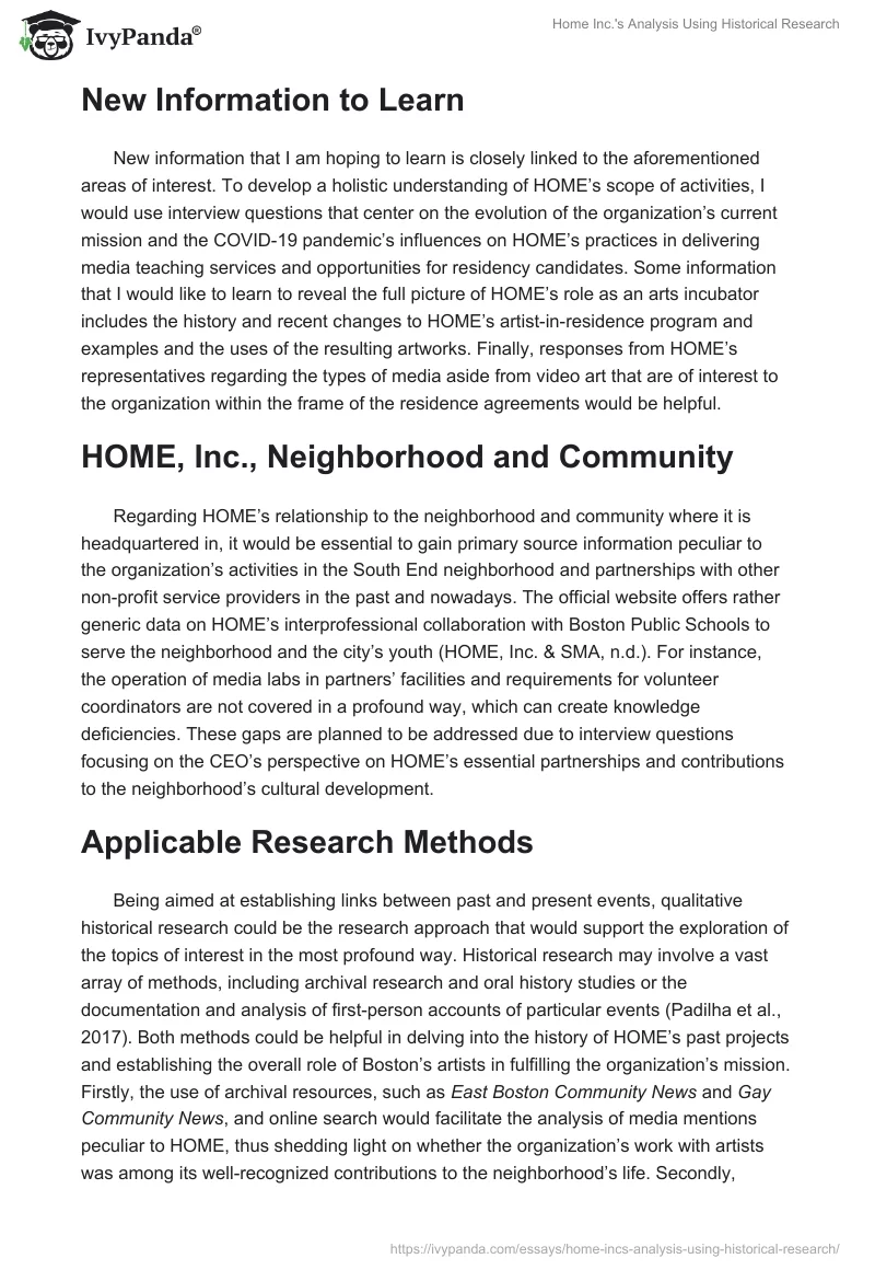 Home Inc.'s Analysis Using Historical Research. Page 2