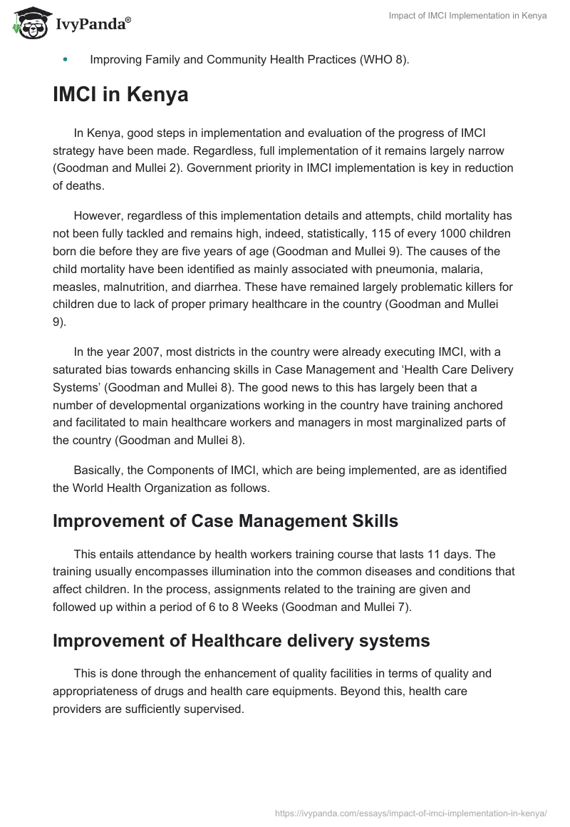 Impact of IMCI Implementation in Kenya. Page 2