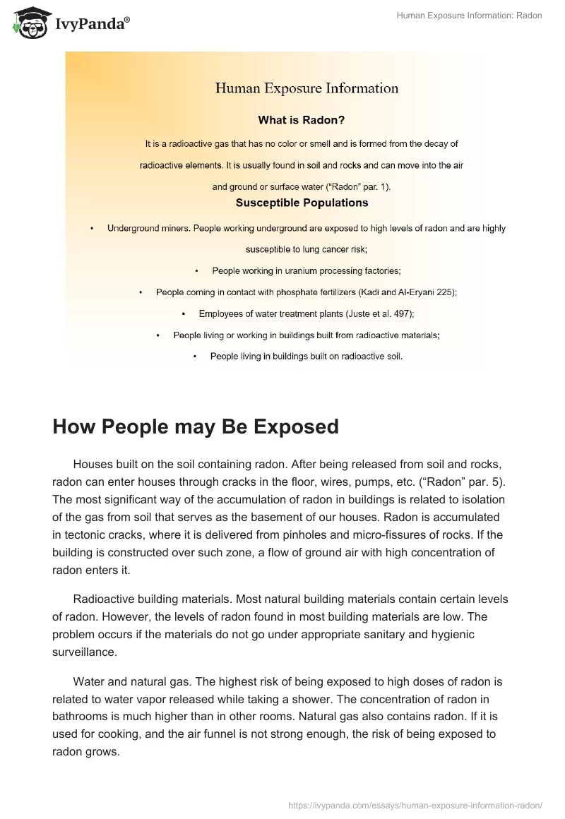 Human Exposure Information: Radon. Page 2