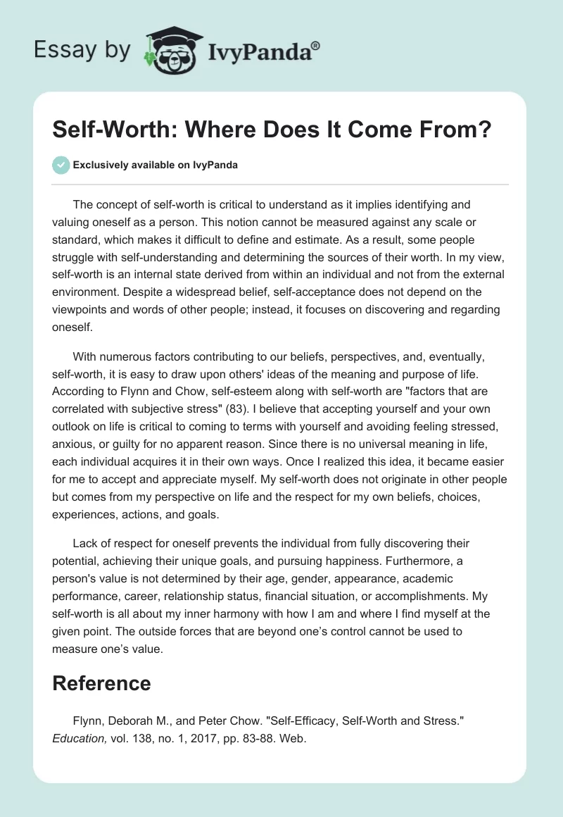 Self-Worth: Where Does It Come From?. Page 1