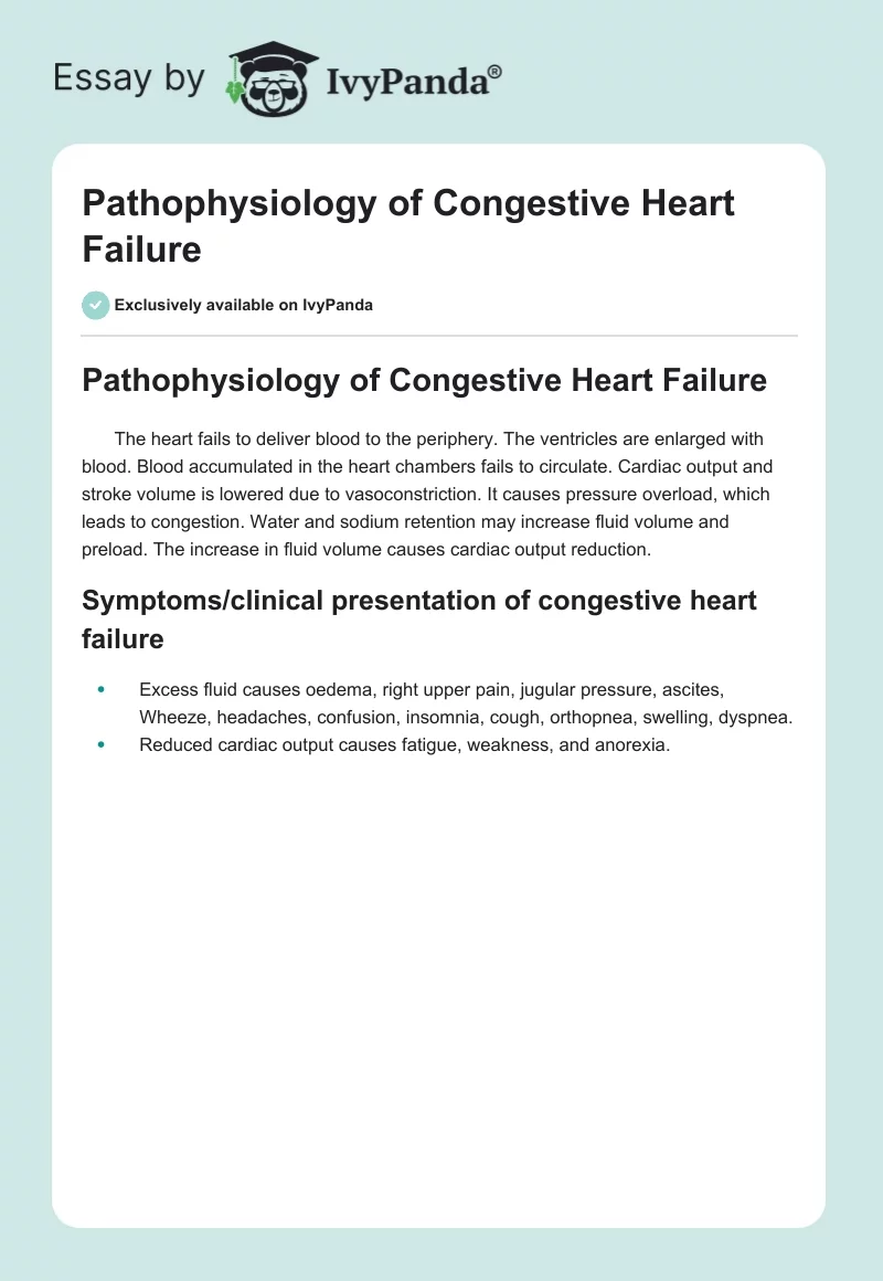 Pathophysiology of Congestive Heart Failure. Page 1