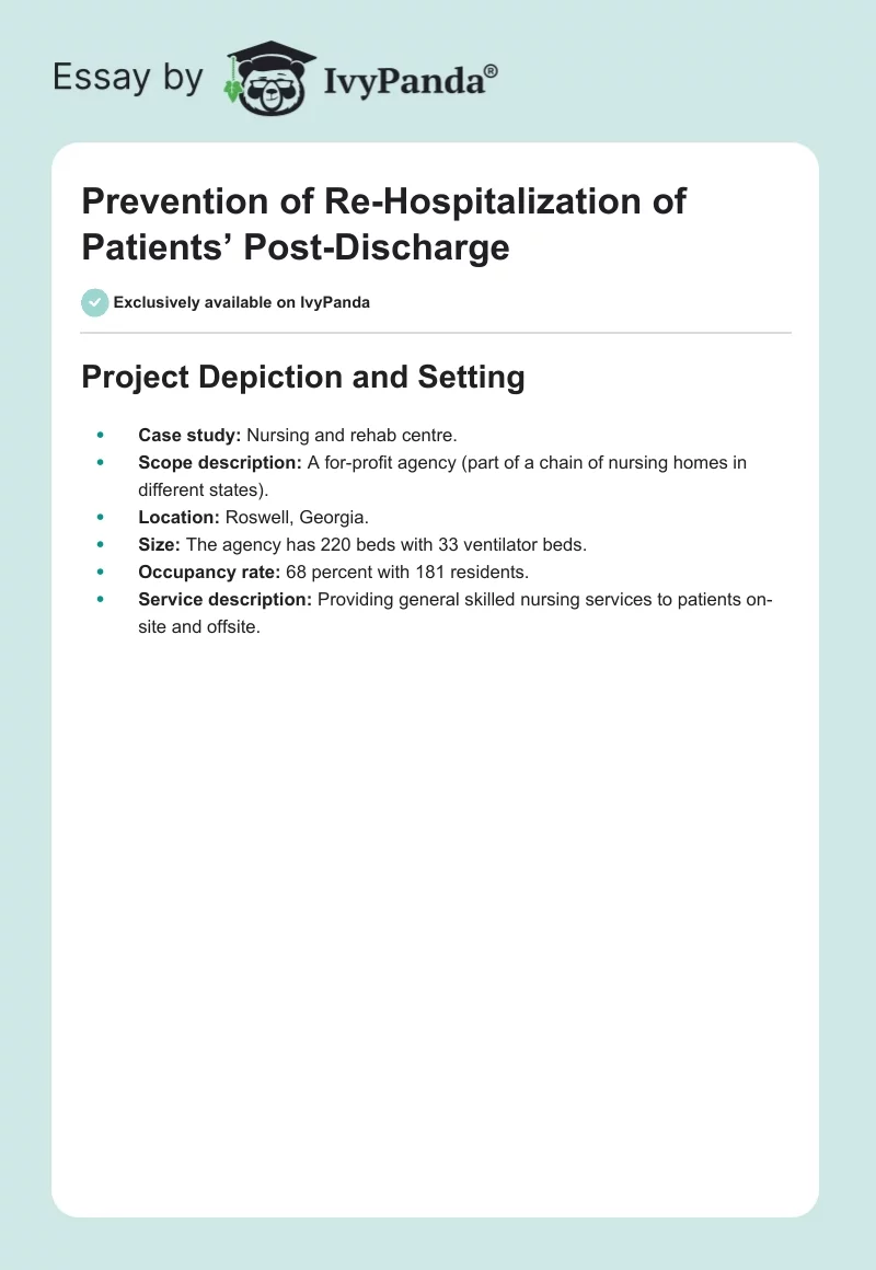 Prevention of Re-Hospitalization of Patients’ Post-Discharge. Page 1
