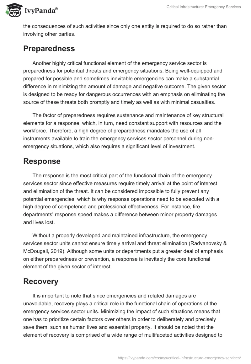 Critical Infrastructure: Emergency Services. Page 2