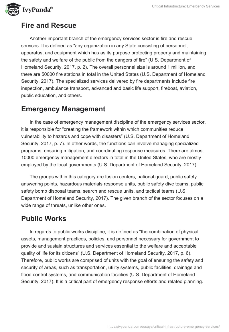 Critical Infrastructure: Emergency Services. Page 4