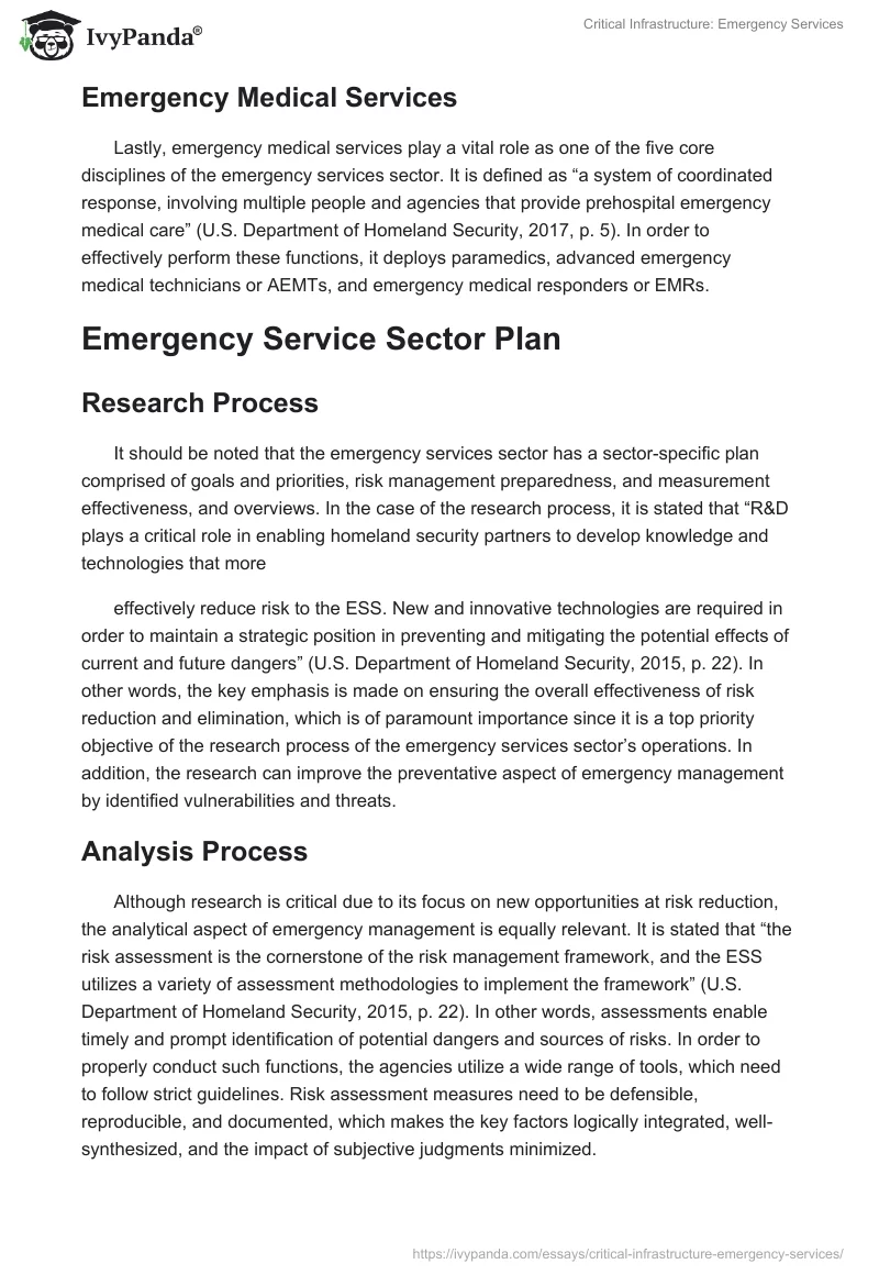 Critical Infrastructure: Emergency Services. Page 5
