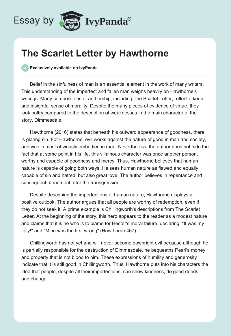 The Scarlet Letter by Hawthorne. Page 1