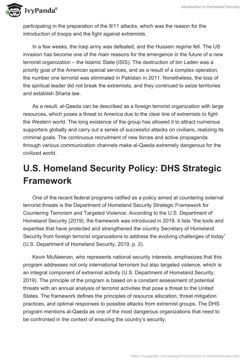 homeland security research paper questions