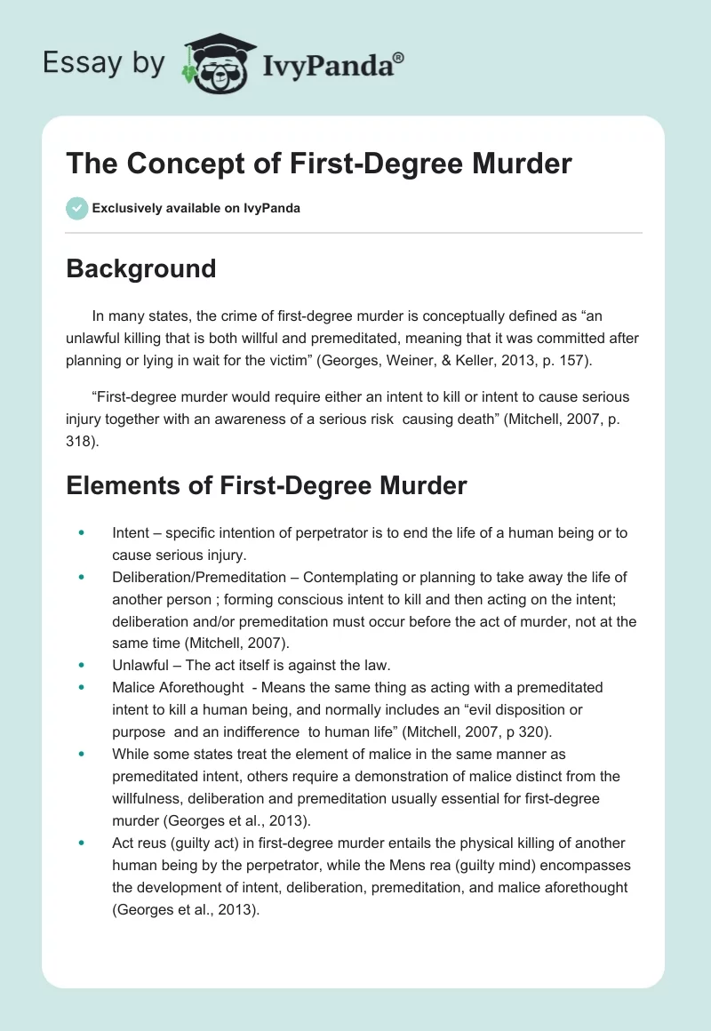 The Concept of First-Degree Murder. Page 1