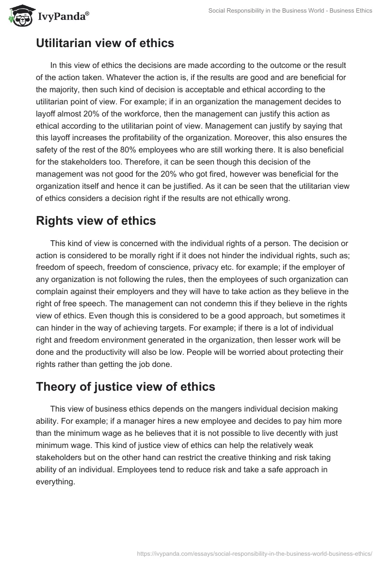 Social Responsibility in the Business World - Business Ethics. Page 4