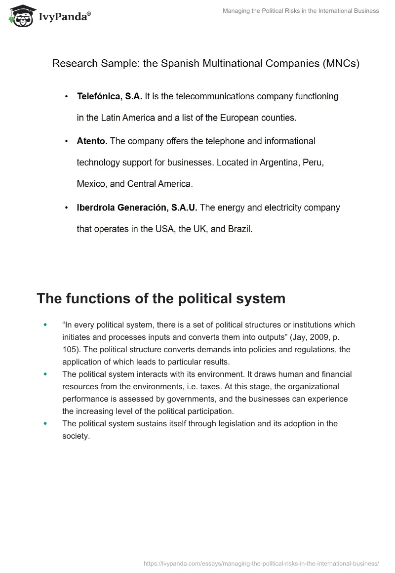 Managing the Political Risks in the International Business. Page 2