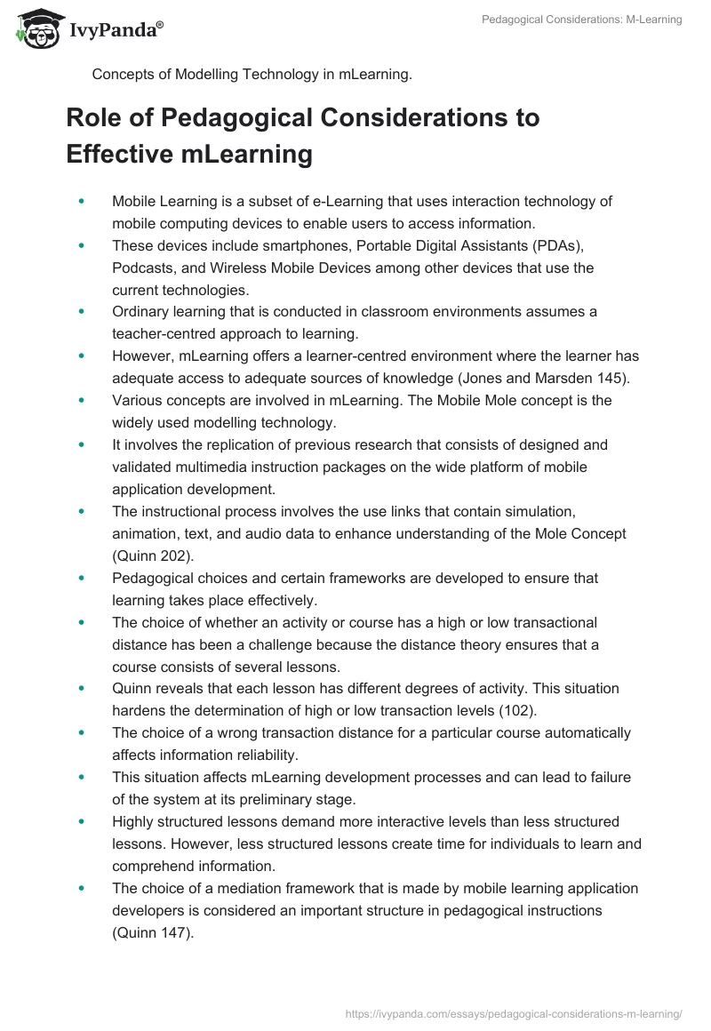Pedagogical Considerations: M-Learning. Page 3