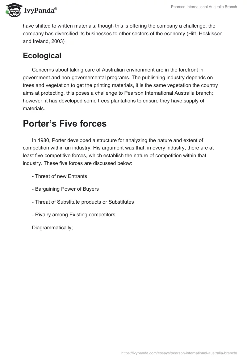 Pearson International Australia Branch. Page 3