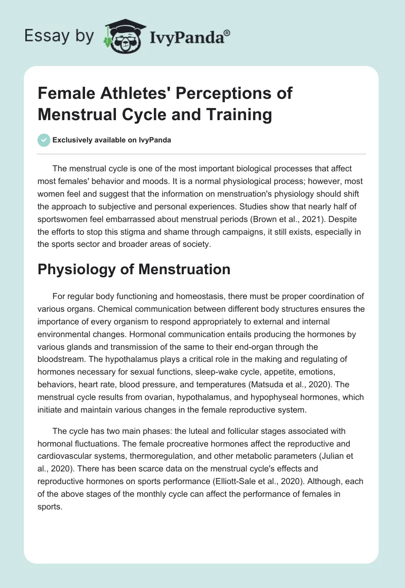 Female Athletes' Perceptions of Menstrual Cycle and Training. Page 1