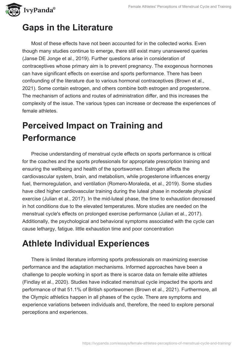 Female Athletes' Perceptions of Menstrual Cycle and Training. Page 2