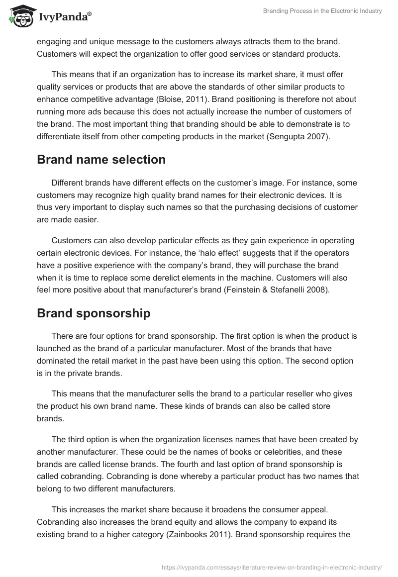 Branding Process in the Electronic Industry. Page 2
