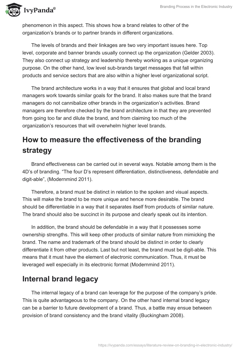 Branding Process in the Electronic Industry. Page 4