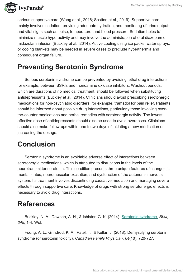 Serotonin Syndrome Article by Buckley. Page 3