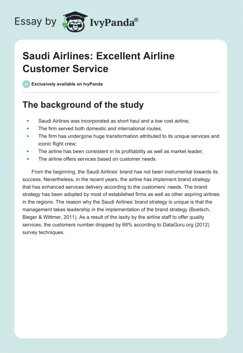 Saudi Airlines: Excellent Airline Customer Service. Page 1