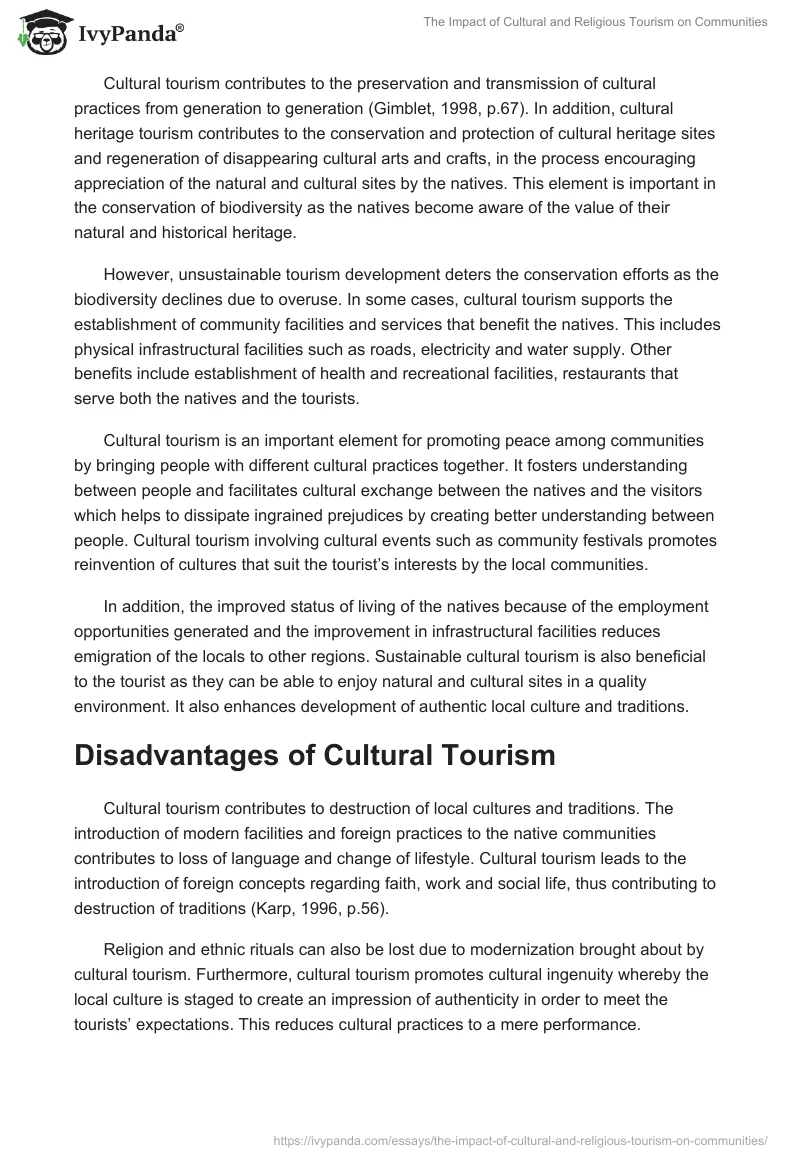 The Impact of Cultural and Religious Tourism on Communities. Page 2