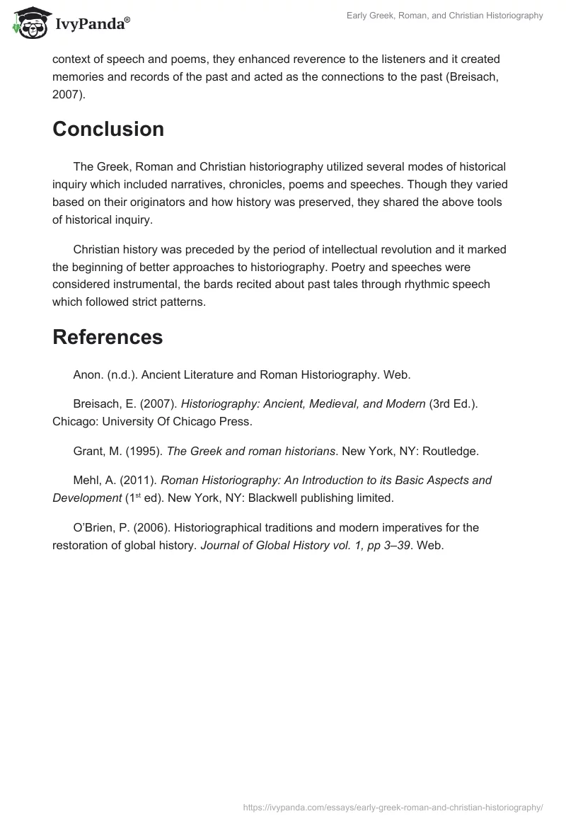 Early Greek, Roman, and Christian Historiography. Page 4