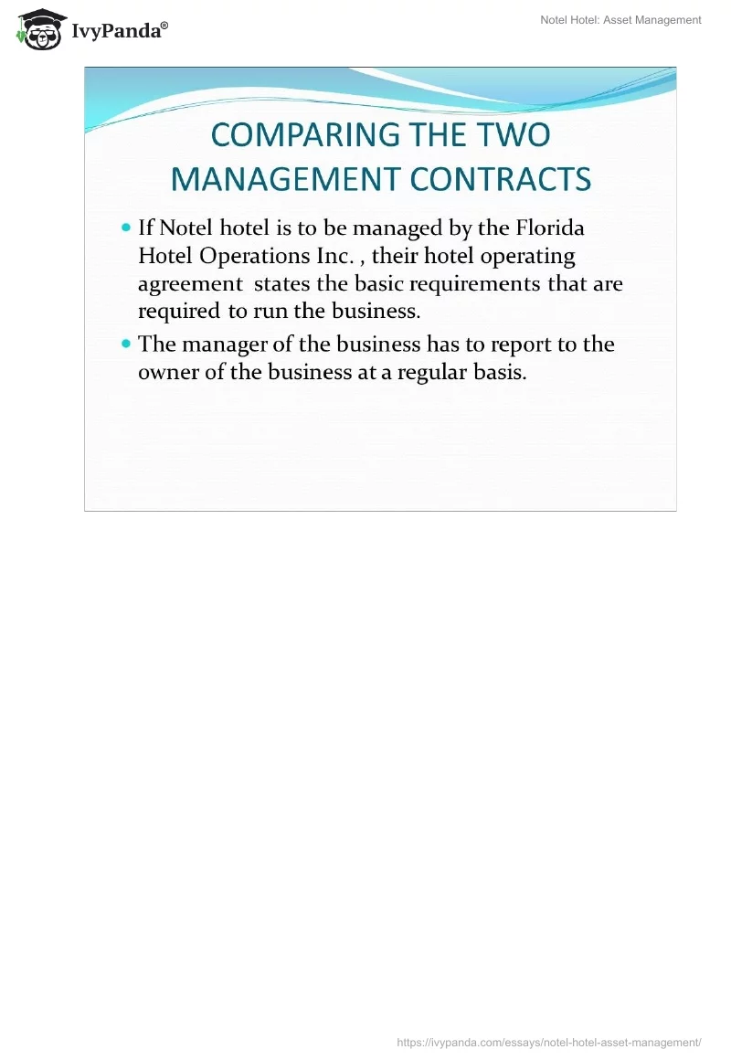 Notel Hotel: Asset Management. Page 2