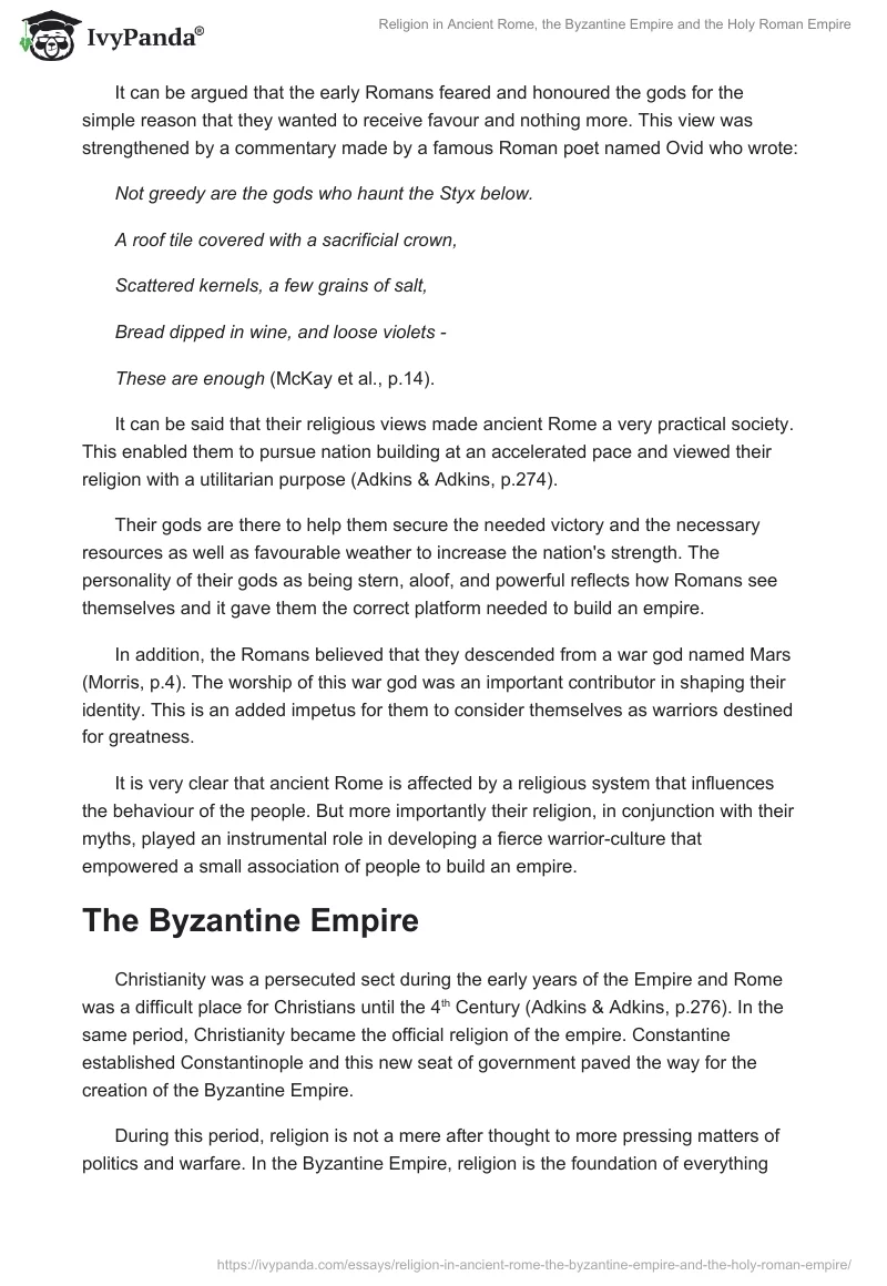 Religion in Ancient Rome, the Byzantine Empire and the Holy Roman Empire. Page 2