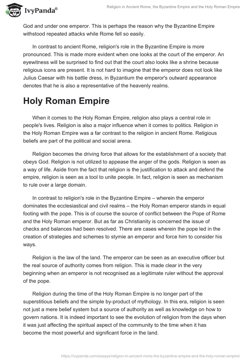 Religion in Ancient Rome, the Byzantine Empire and the Holy Roman Empire. Page 4