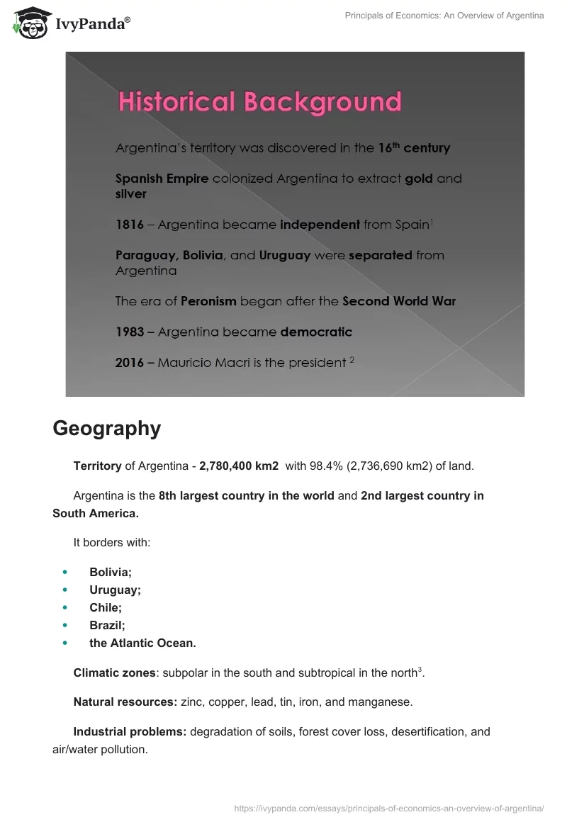 Principals of Economics: An Overview of Argentina. Page 3