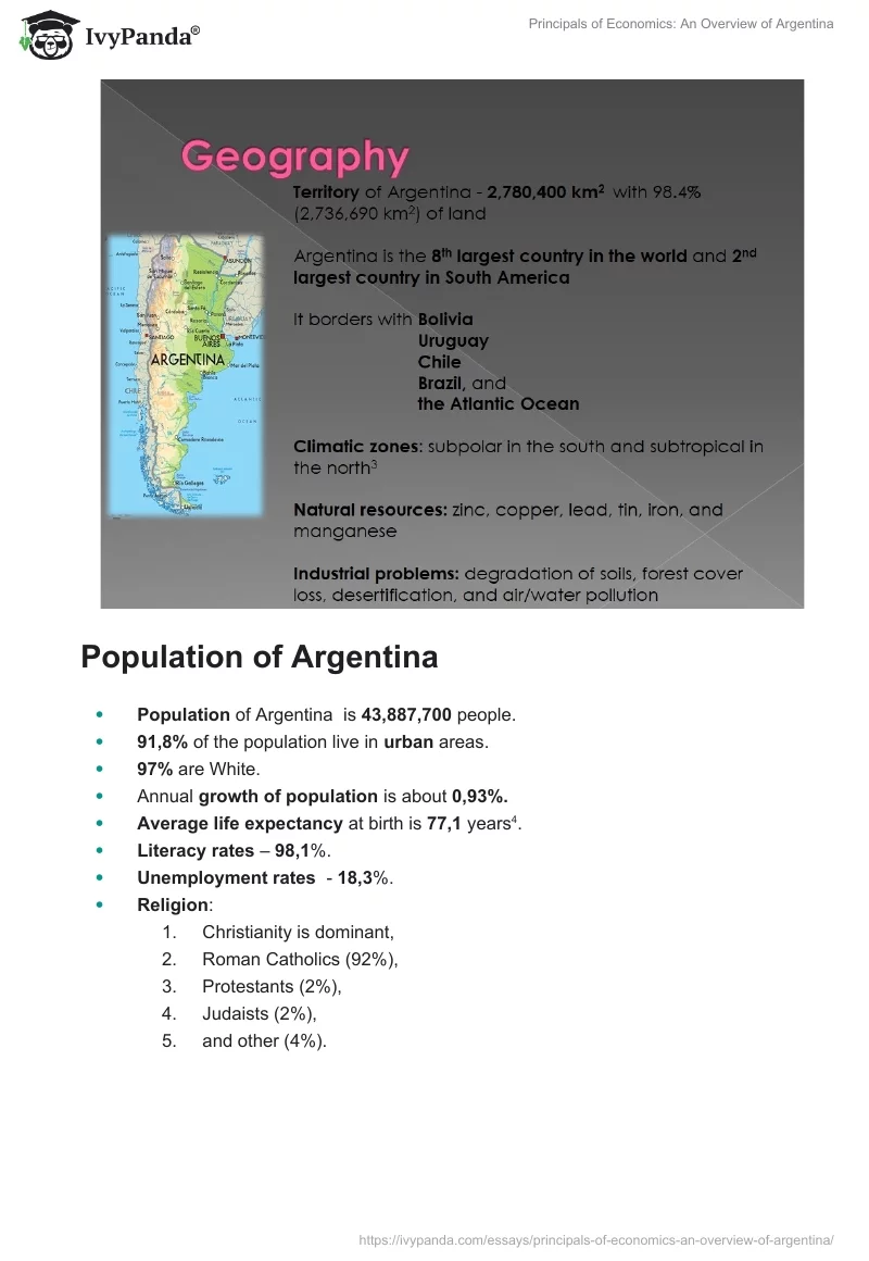 Principals of Economics: An Overview of Argentina. Page 4