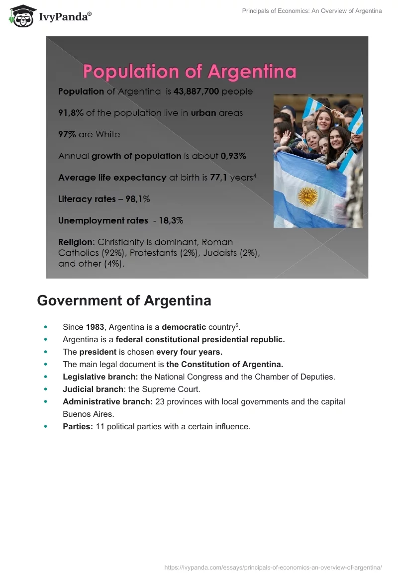 Principals of Economics: An Overview of Argentina. Page 5