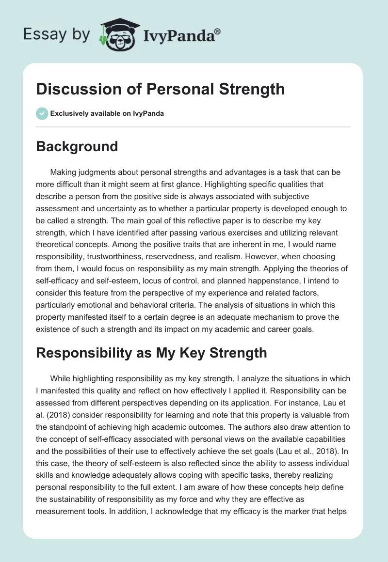Discussion of Personal Strength. Page 1