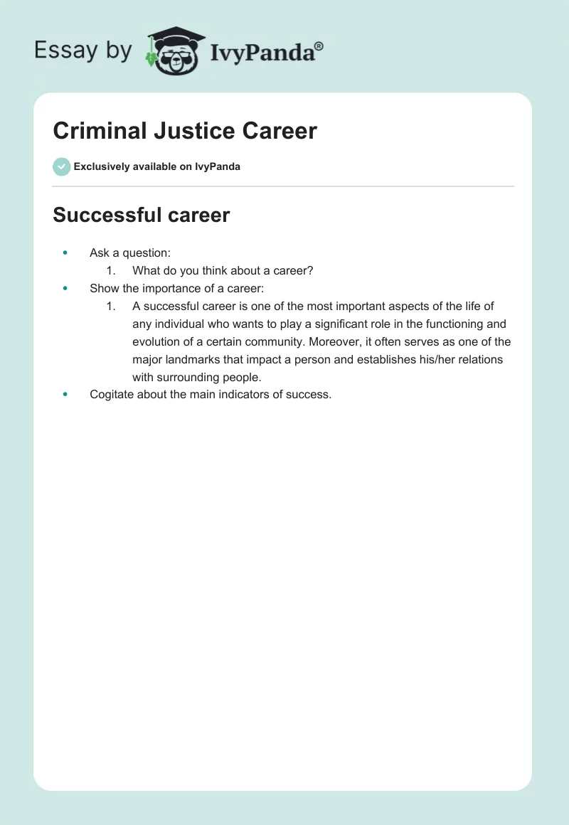 Criminal Justice Career. Page 1