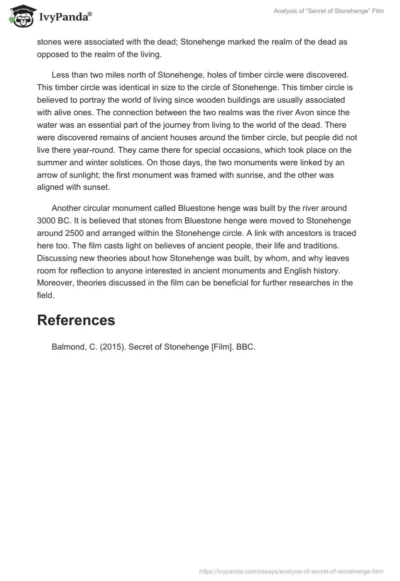 Analysis of “Secret of Stonehenge” Film. Page 2