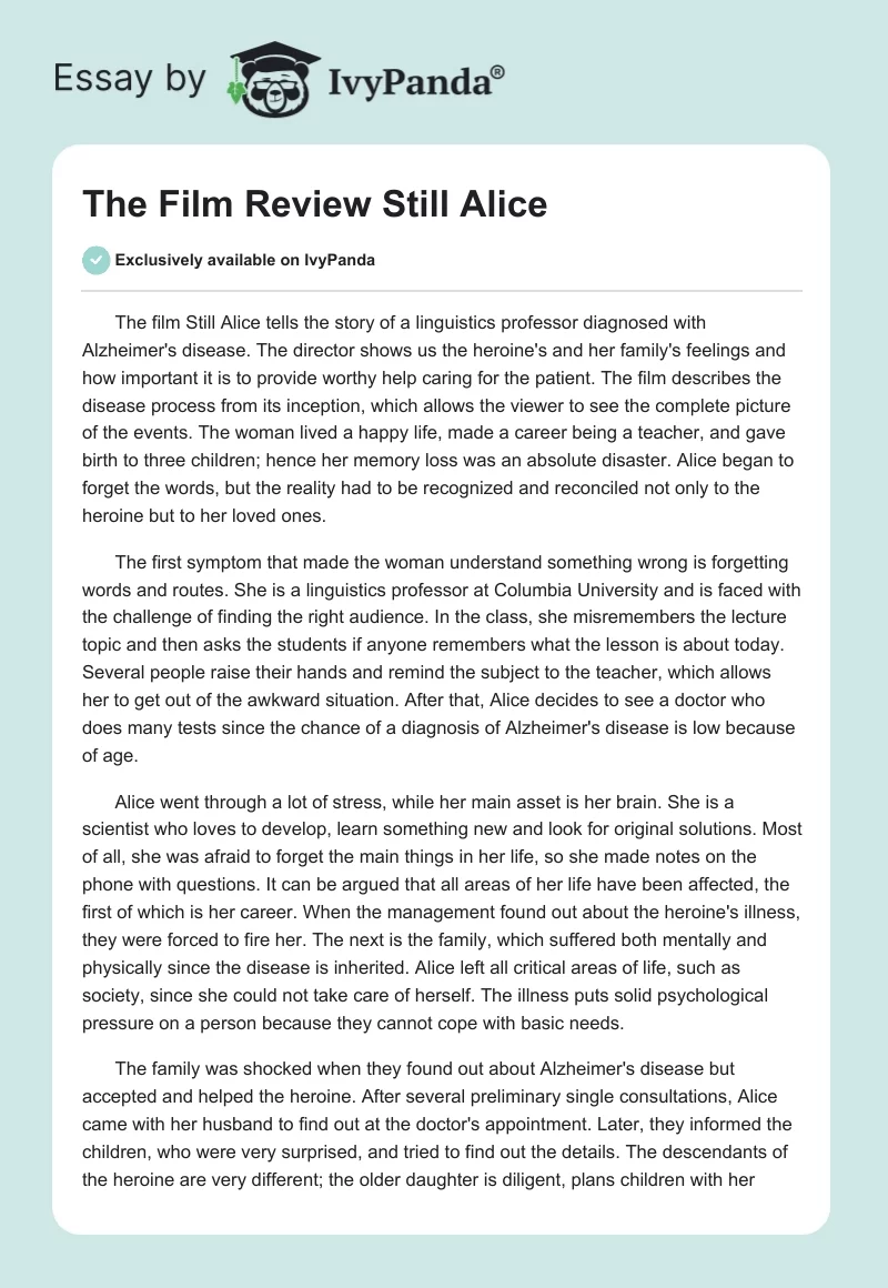 The Film Review "Still Alice". Page 1