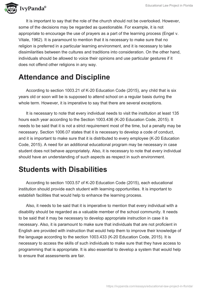 Key Issues in Education: Integration, Church-State Interaction, Disabilities. Page 2