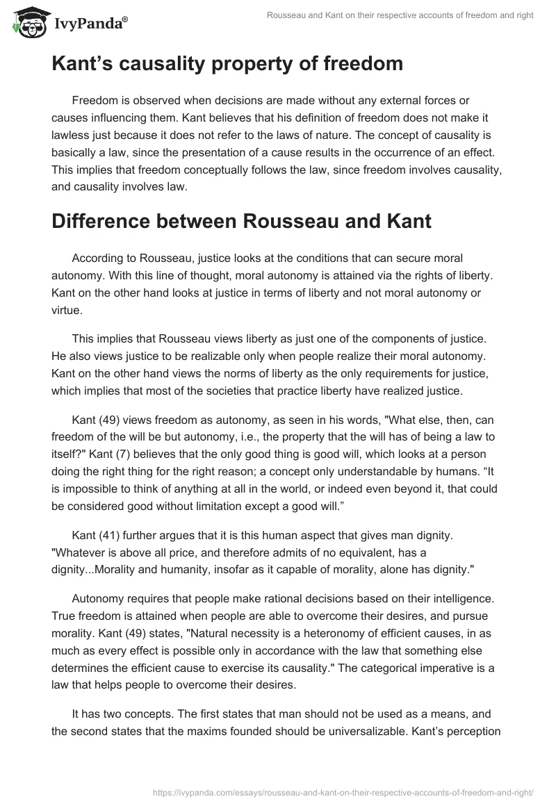 Rousseau and Kant on their respective accounts of freedom and right. Page 2